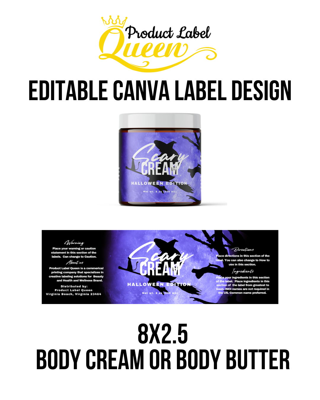 Template 08 8x2.5 Body Cream Halloween Purple Theme