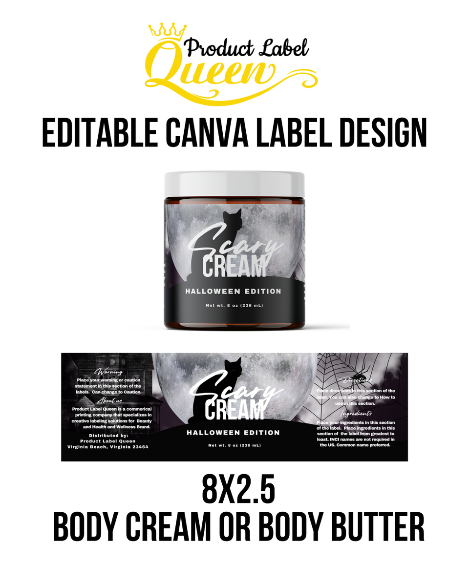 Template 10 8x2.5 Body Cream Halloween Black and white