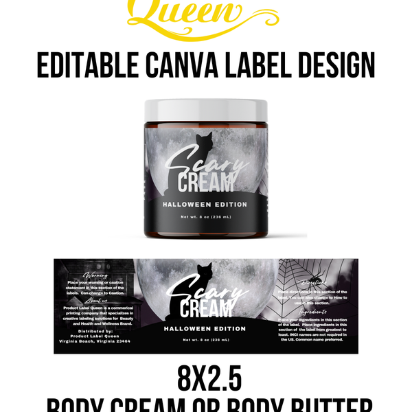 Template 10 8x2.5 Body Cream Halloween Black and white