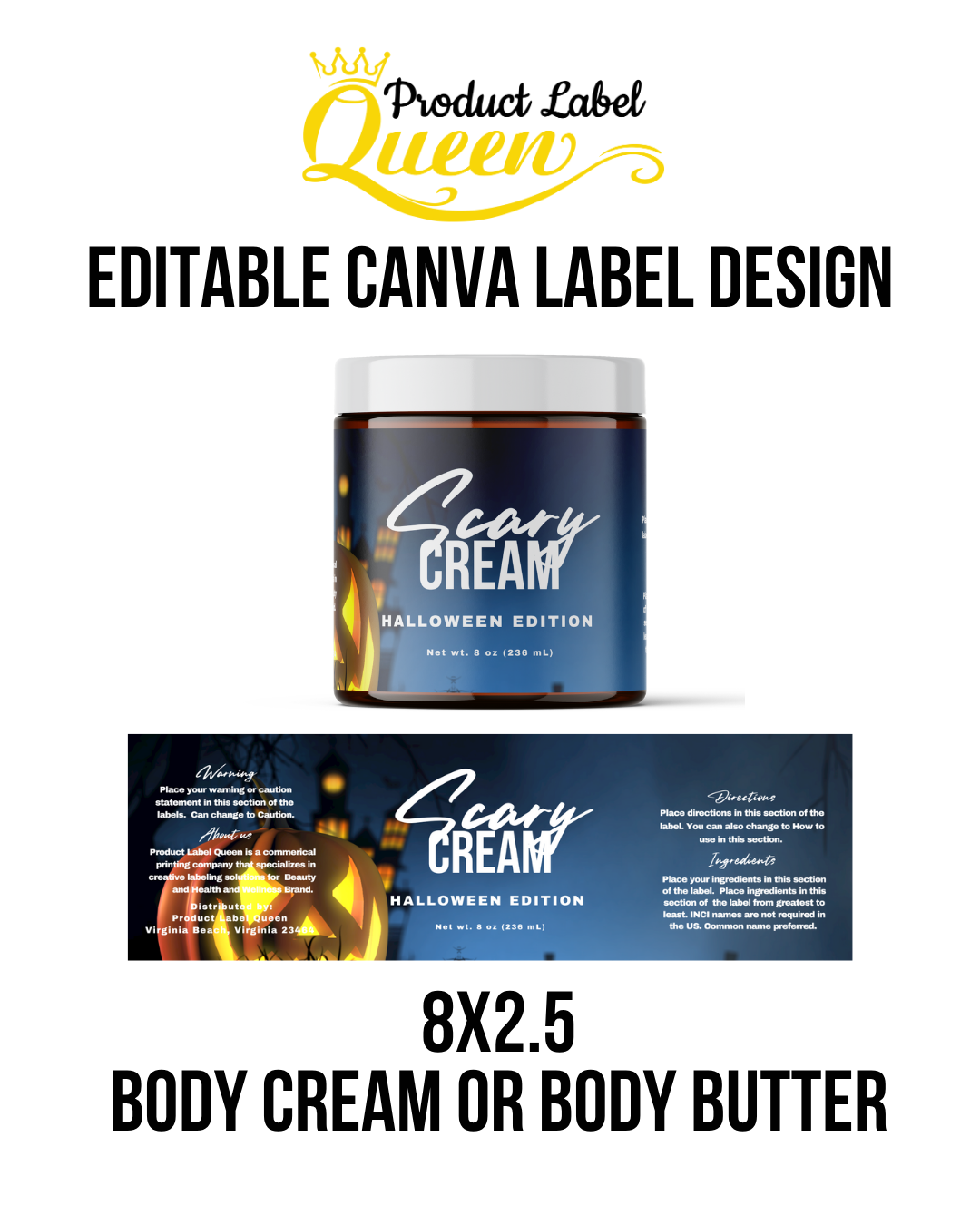 Template 09 8x2.5 Body Cream Halloween Blue