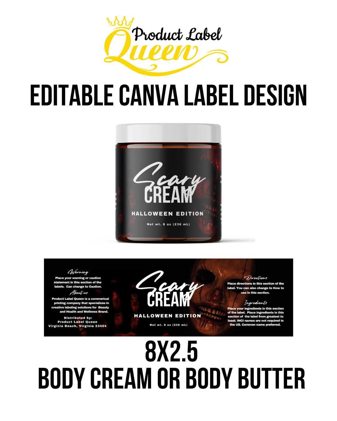 Template 07 8x2.5 Body Cream Halloween Black Theme