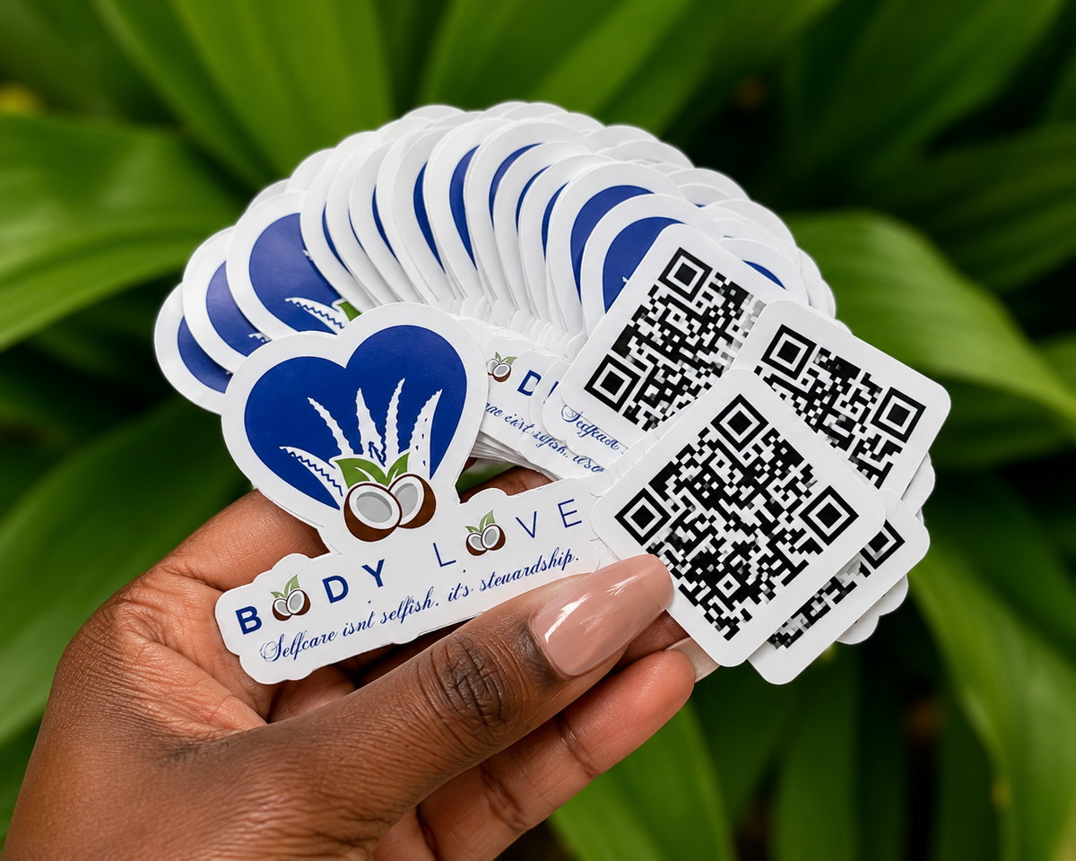 Custom Logo QR Code Stickers (100 Waterproof Stickers)
