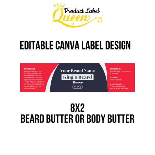 8x2 Men's Beard/Body Butter  Canva Label Template