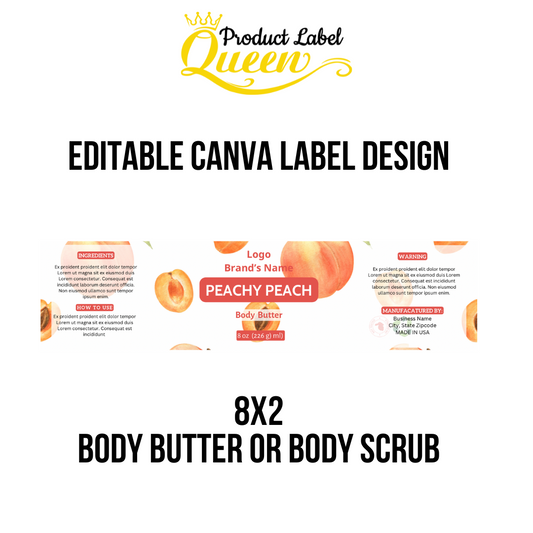 8x2 Peach Body Butter/ Scrub Label