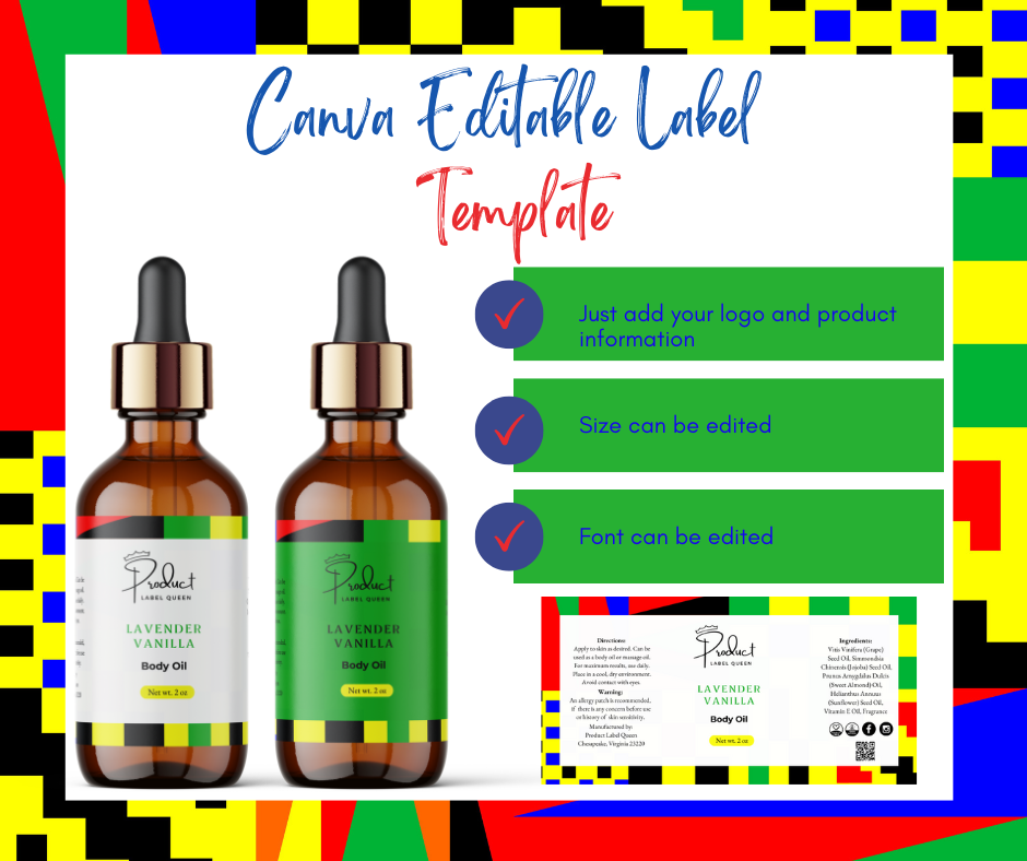 African Print Oil Canva Label Template 4x2 ( Black History Month Label)