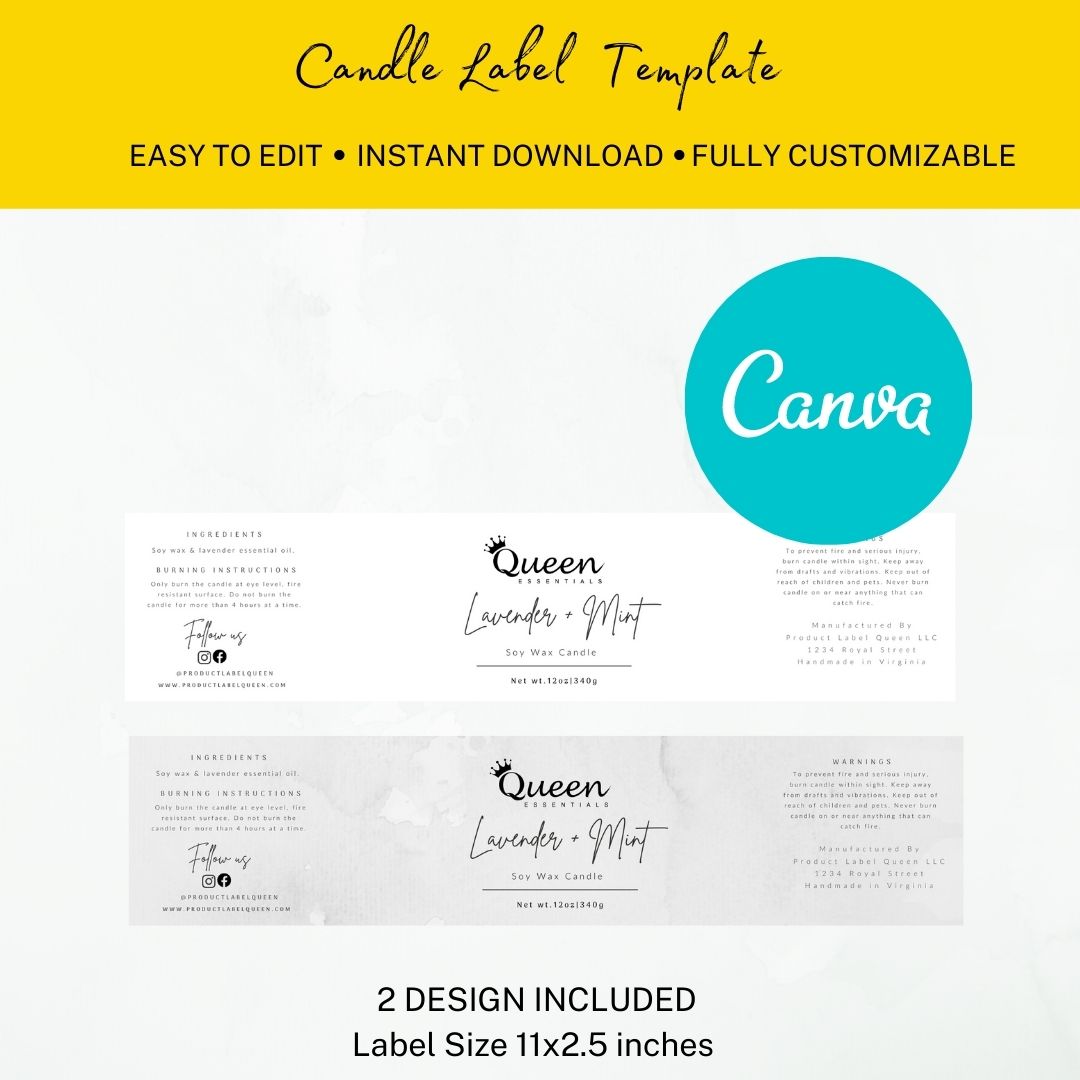 Candle Label Template, 11x2.5